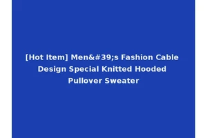 [Hot Item] Men's Fashion Cable Design Special Knitted Hooded Pullover Sweater