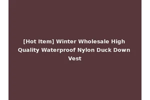 [Hot Item] Winter Wholesale High Quality Waterproof Nylon Duck Down Vest