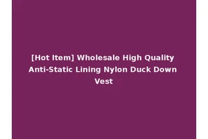 [Hot Item] Wholesale High Quality Anti-Static Lining Nylon Duck Down Vest