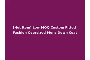 [Hot Item] Low MOQ Custom Fitted Fashion Oversized Mens Down Coat