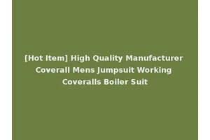 [Hot Item] High Quality Manufacturer Coverall Mens Jumpsuit Working Coveralls Boiler Suit