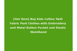 [Hot Item] Boy Kids Cotton Twill Fabric Pant Clothes with Embroidery and Metal Button Pocket and Elastic Waistband