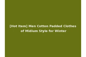 [Hot Item] Men Cotton Padded Clothes of Midium Style for Winter