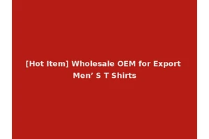 [Hot Item] Wholesale OEM for Export Men’ S T Shirts