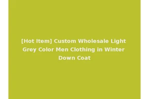 [Hot Item] Custom Wholesale Light Grey Color Men Clothing in Winter Down Coat