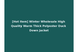 [Hot Item] Winter Wholesale High Quality Warm Thick Polyester Duck Down Jacket