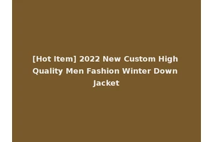 [Hot Item] 2022 New Custom High Quality Men Fashion Winter Down Jacket