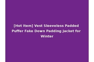 [Hot Item] Vest Sleeveless Padded Puffer Fake Down Padding Jacket for Winter