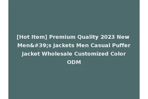 [Hot Item] Premium Quality 2023 New Men's Jackets Men Casual Puffer Jacket Wholesale Customized Color ODM