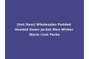 [Hot Item] Wholesales Padded Hooded Down Jacket Men Winter Warm Coat Parka