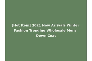 [Hot Item] 2021 New Arrivals Winter Fashion Trending Wholesale Mens Down Coat