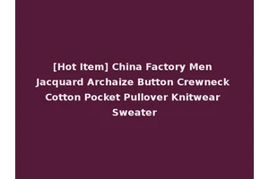 [Hot Item] China Factory Men Jacquard Archaize Button Crewneck Cotton Pocket Pullover Knitwear Sweater