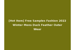 [Hot Item] Free Samples Fashion 2022 Winter Mens Duck Feather Outer Wear
