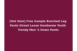 [Hot Item] Free Sample Bunched Leg Pants Street Loose Handsome Youth Trendy Men′ S Down Pants