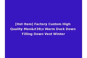 [Hot Item] Factory Custom High Quality Men's Warm Duck Down Filling Down Vest Winter
