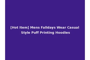 [Hot Item] Mens Falldays Wear Casual Style Puff Printing Hoodies