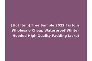 [Hot Item] Free Sample 2022 Factory Wholesale Cheap Waterproof Winter Hooded High Quality Padding Jacket