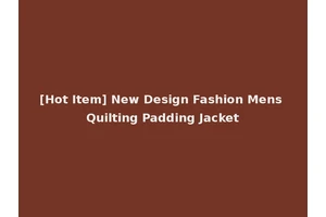 [Hot Item] New Design Fashion Mens Quilting Padding Jacket