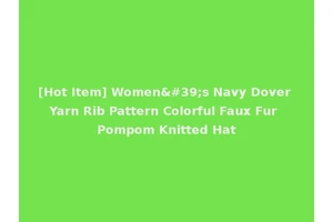 [Hot Item] Women's Navy Dover Yarn Rib Pattern Colorful Faux Fur Pompom Knitted Hat