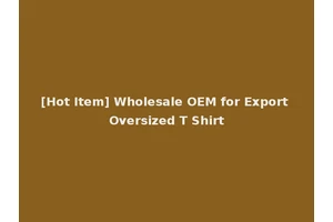 [Hot Item] Wholesale OEM for Export Oversized T Shirt