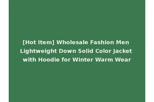[Hot Item] Wholesale Fashion Men Lightweight Down Solid Color Jacket with Hoodie for Winter Warm Wear