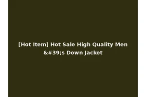 [Hot Item] Hot Sale High Quality Men's Down Jacket