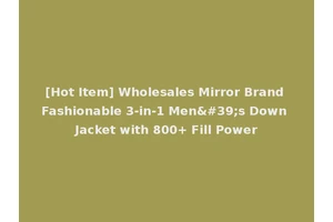 [Hot Item] Wholesales Mirror Brand Fashionable 3-in-1 Men's Down Jacket with 800+ Fill Power