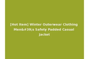 [Hot Item] Winter Outerwear Clothing Men's Safety Padded Casual Jacket