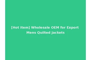 [Hot Item] Wholesale OEM for Export Mens Quilted Jackets