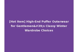 [Hot Item] High-End Puffer Outerwear for Gentlemen's Classy Winter Wardrobe Choices