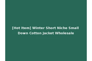 [Hot Item] Winter Short Niche Small Down Cotton Jacket Wholesale