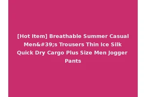 [Hot Item] Breathable Summer Casual Men's Trousers Thin Ice Silk Quick Dry Cargo Plus Size Men Jogger Pants