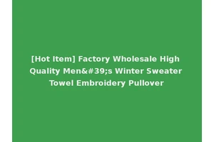 [Hot Item] Factory Wholesale High Quality Men's Winter Sweater Towel Embroidery Pullover
