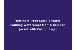 [Hot Item] Free Sample Warm Padding Waterproof Men′ S Bomber Jacket with Custom Logo