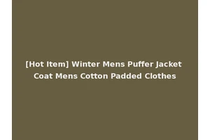 [Hot Item] Winter Mens Puffer Jacket Coat Mens Cotton Padded Clothes