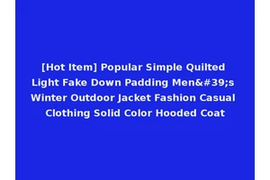 [Hot Item] Popular Simple Quilted Light Fake Down Padding Men's Winter Outdoor Jacket Fashion Casual Clothing Solid Color Hooded Coat