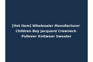 [Hot Item] Wholesaler Manufacturer Children Boy Jacquard Crewneck Pullover Knitwear Sweater