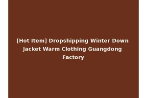 [Hot Item] Dropshipping Winter Down Jacket Warm Clothing Guangdong Factory