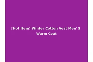 [Hot Item] Winter Cotton Vest Men′ S Warm Coat