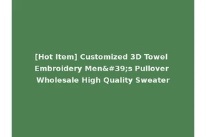 [Hot Item] Customized 3D Towel Embroidery Men's Pullover Wholesale High Quality Sweater