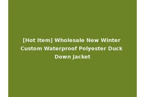 [Hot Item] Wholesale New Winter Custom Waterproof Polyester Duck Down Jacket