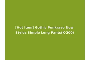 [Hot Item] Gothic Punkrave New Styles Simple Long Pants(K-200)