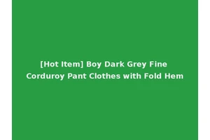 [Hot Item] Boy Dark Grey Fine Corduroy Pant Clothes with Fold Hem