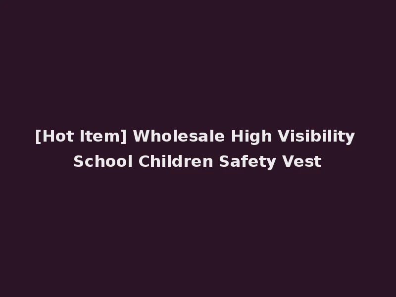 [Hot Item] Wholesale High Visibility School Children Safety Vest