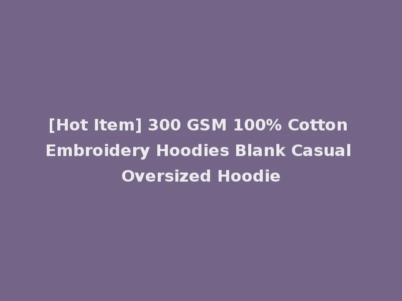 [Hot Item] 300 GSM 100% Cotton Embroidery Hoodies Blank Casual Oversized Hoodie