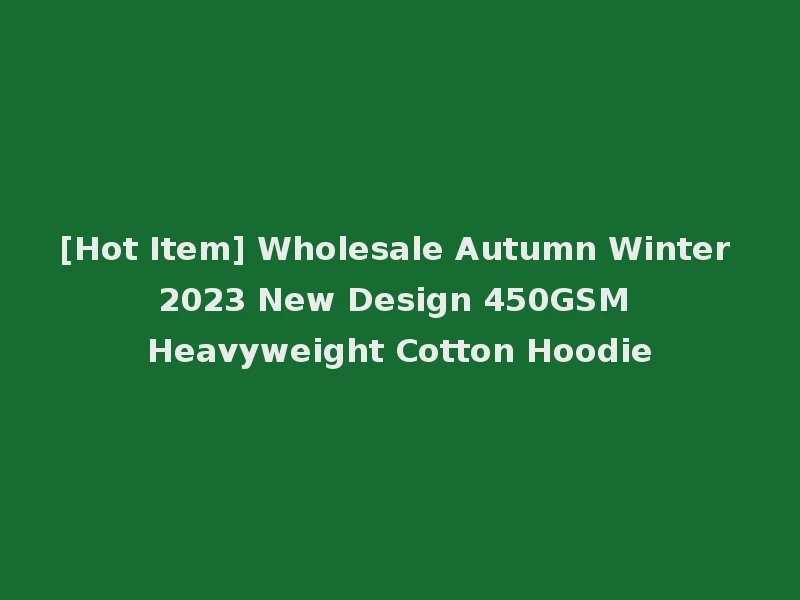 [Hot Item] Wholesale Autumn Winter 2023 New Design 450GSM Heavyweight Cotton Hoodie