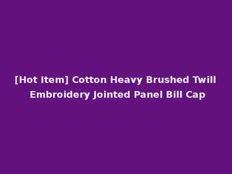 [Hot Item] Cotton Heavy Brushed Twill Embroidery Jointed Panel Bill Cap