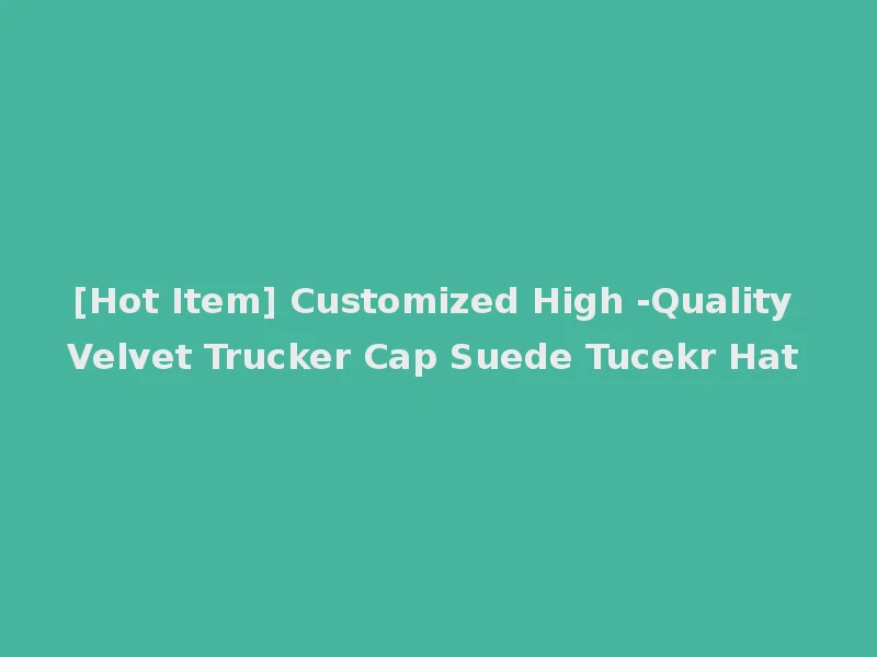 [Hot Item] Customized High -Quality Velvet Trucker Cap Suede Tucekr Hat