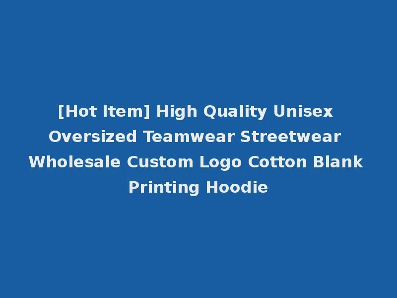 [Hot Item] High Quality Unisex Oversized Teamwear Streetwear Wholesale Custom Logo Cotton Blank Printing Hoodie
