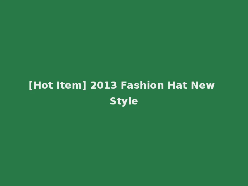 [Hot Item] 2013 Fashion Hat New Style
